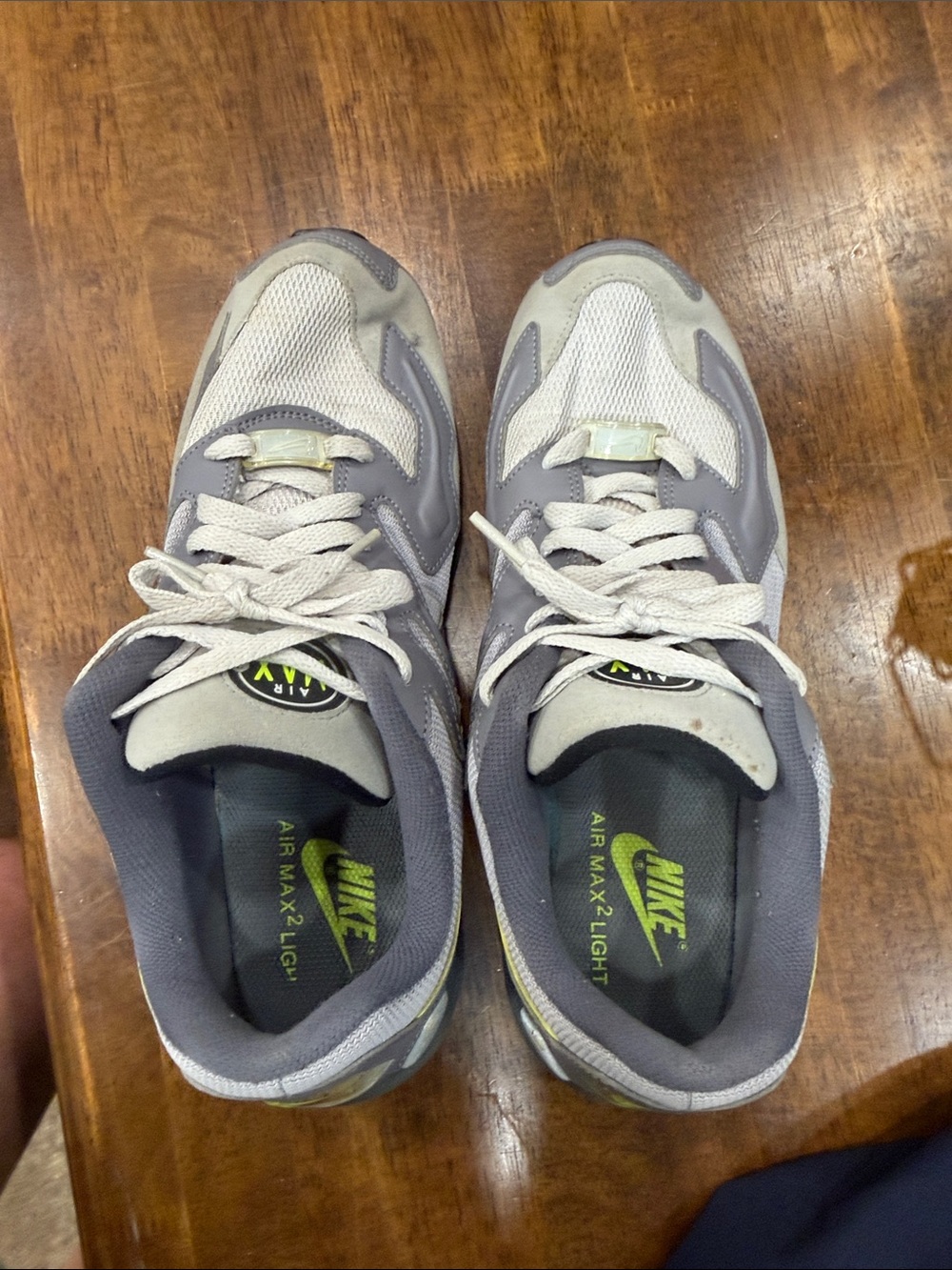 Nike Air Max 2 Light Grey and White Sneakers with Lime Accents